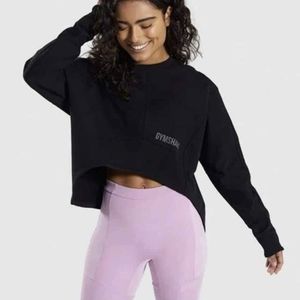 Gymshark Ori Sweater Black Cropped Sweatshirt S